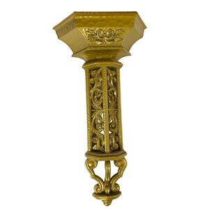 Ornate Wall Sconce Pocket VTG 70s Hollywood Regency Gold Tone Decorative Fixture